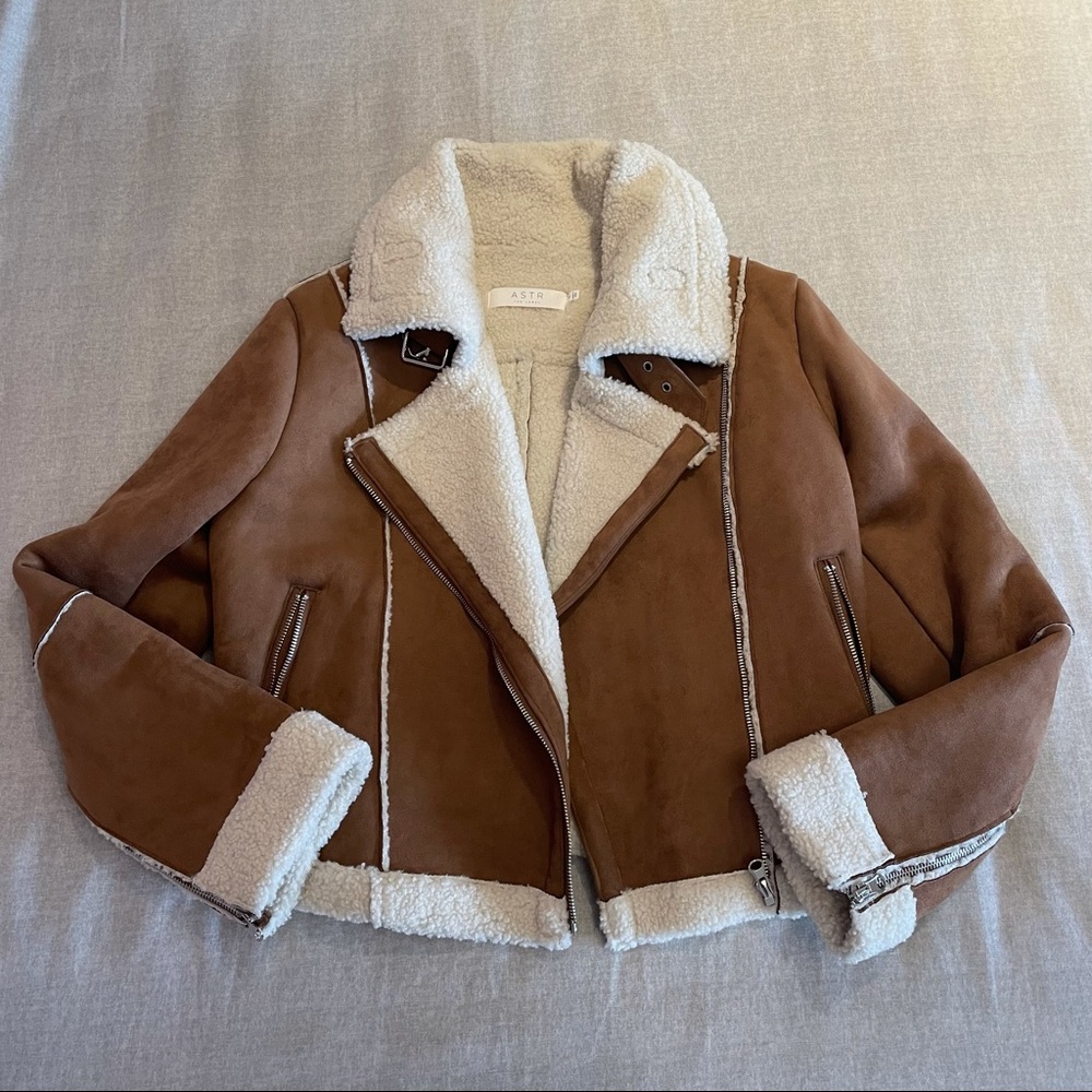 ASTR faux suede moto jacket